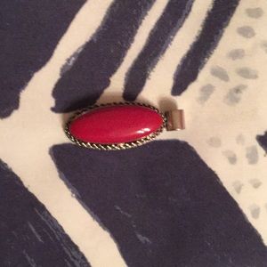 Sterling silver and red stone necklace enhancer